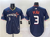 Men's Houston Astros #3 Jeremy Pena Navy 2025 City Connect With Texas Patch Limited Stitched Jersey,baseball caps,new era cap wholesale,wholesale hats